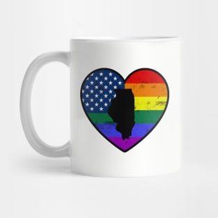 Illinois United States Gay Pride Flag Heart Mug